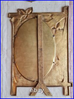 Ancien Miroir A Poser Verre Biseaute Bronze Art Nouveau Signe M. Ringel