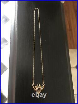 Ancien Pendentif Collier Art Nouveau Or 18k Perle