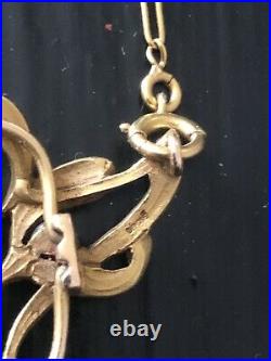 Ancien Pendentif Collier Art Nouveau Or 18k Perle
