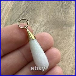 Ancien Pendentif En or Jaune 14k 585 Art Nouveau Art Deco Jade Blanc Asie Chine