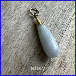 Ancien Pendentif En or Jaune 14k 585 Art Nouveau Art Deco Jade Blanc Asie Chine