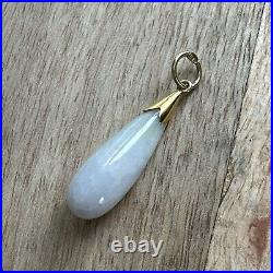 Ancien Pendentif En or Jaune 14k 585 Art Nouveau Art Deco Jade Blanc Asie Chine