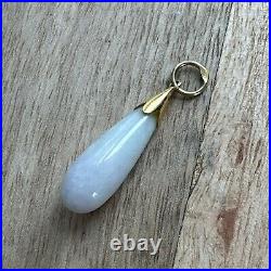 Ancien Pendentif En or Jaune 14k 585 Art Nouveau Art Deco Jade Blanc Asie Chine