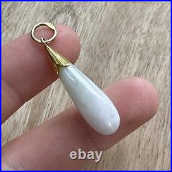 Ancien Pendentif En or Jaune 14k 585 Art Nouveau Art Deco Jade Blanc Asie Chine