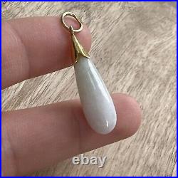 Ancien Pendentif En or Jaune 14k 585 Art Nouveau Art Deco Jade Blanc Asie Chine