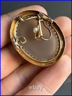 Ancien Pendentif En or Jaune 18k 750 Art Nouveau 1900 camée agate perle