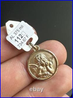 Ancien Pendentif En or Jaune 9k 375 Art Nouveau Médaille Angelot? Ange