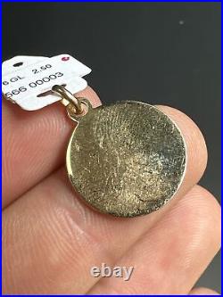 Ancien Pendentif En or Jaune 9k 375 Art Nouveau Médaille Religieuse Vierge