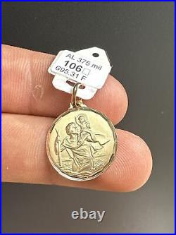 Ancien Pendentif En or Jaune 9k 375 Art Nouveau Médaille Saint Christophe Lycie