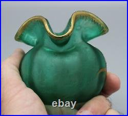 Ancien Petit Vase Boule En Verre Givre Decor Floral Art Nouveau Legras Montjoye