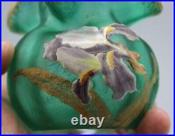 Ancien Petit Vase Boule En Verre Givre Decor Floral Art Nouveau Legras Montjoye