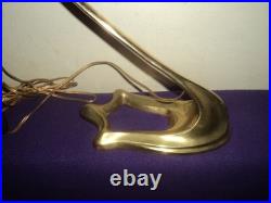 Ancien Pied De Lampe Bronze Art Nouveau/deco Tulipe Muller Daum Pate De Verre