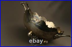 Ancien Plateau Bol Métal Argenté Art Nouveau