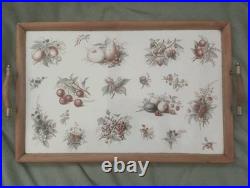 Ancien Plateau De Service Faïence Et Bois Sarreguemines Art Nouveau 1900