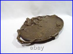 Ancien Plateau Vide Poche Bronze Animalier Lezard Fruit Art Nouveau Jugendstil