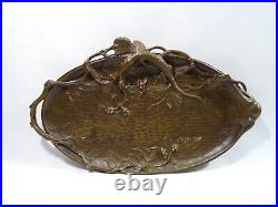 Ancien Plateau Vide Poche Bronze Animalier Lezard Fruit Art Nouveau Jugendstil