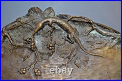 Ancien Plateau à Bijoux Bronze Doré Art Nouveau