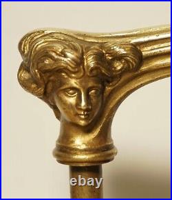 Ancien Pommeau de Canne en Bronze de Style Art Nouveau, Visage de Femme