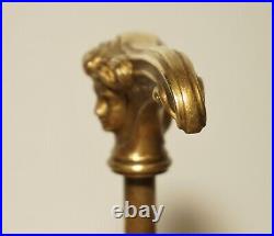 Ancien Pommeau de Canne en Bronze de Style Art Nouveau, Visage de Femme