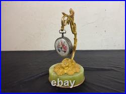 Ancien Porte Montre Gousset Art Nouveau Sculpture Grenouille