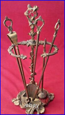 Ancien Serviteur De Cheminée Style Epoque Art Nouveau Complet Bronze Laiton Ancien Serviteur De Cheminée Style Epoque Art Nouveau Complet Bronze Laiton