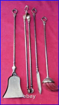 Ancien Serviteur De Cheminée Style Epoque Art Nouveau Complet Bronze Laiton Ancien Serviteur De Cheminée Style Epoque Art Nouveau Complet Bronze Laiton