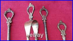 Ancien Serviteur De Cheminée Style Epoque Art Nouveau Complet Bronze Laiton Ancien Serviteur De Cheminée Style Epoque Art Nouveau Complet Bronze Laiton