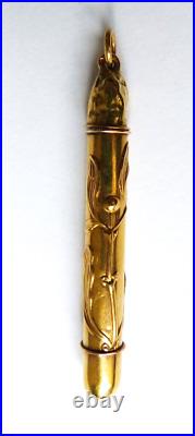 Ancien Stylo porte-mine en OR massif 18k gold pen ART NOUVEAU gui mistletoe Ancien Stylo porte-mine en OR massif 18k gold pen ART NOUVEAU gui mistletoe