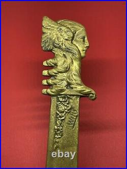 Ancien Sublime Coupe Papier Mythologie Grecque Signé Willy Art Nouveau XIX / XX