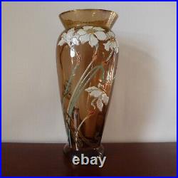 Ancien Très Grand Vase Pate de Verre Emaillé Legras Art Nouveau 19e 1,893kg 36cm