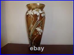 Ancien Très Grand Vase Pate de Verre Emaillé Legras Art Nouveau 19e 1,893kg 36cm