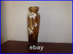 Ancien Très Grand Vase Pate de Verre Emaillé Legras Art Nouveau 19e 1,893kg 36cm