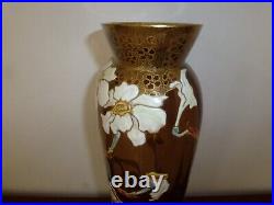 Ancien Très Grand Vase Pate de Verre Emaillé Legras Art Nouveau 19e 1,893kg 36cm