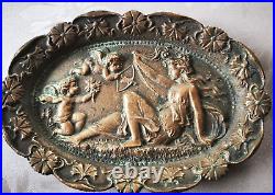Ancien VIDE POCHE Anges cupidon Déesse bronze art-nouveau