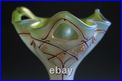 Ancien Vase Art Nouveau En Verre Émaillé Irisé Circa 1900