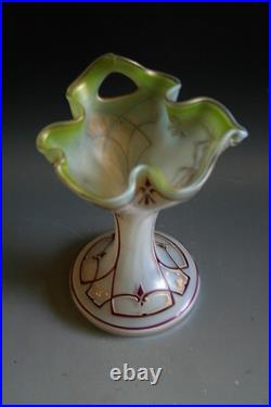 Ancien Vase Art Nouveau En Verre Émaillé Irisé Circa 1900