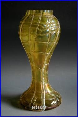 Ancien Vase Art Nouveau Pallme Konig Verre Irisé Circa 1900