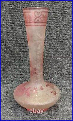 Ancien Vase Baccarat Églantier Rose Dégagé à L'acide Circa 1900 Art Nouveau