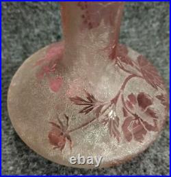 Ancien Vase Baccarat Églantier Rose Dégagé à L'acide Circa 1900 Art Nouveau