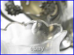 Ancien Vase Bouquetier Porte Bouquet Metal Argente Cristal Taille Art Nouveau Ancien Vase Bouquetier Porte Bouquet Metal Argente Cristal Taille Art Nouveau