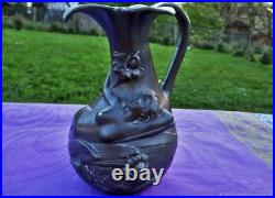 Ancien Vase Décoratif Cruche Femme Art Nouveau Etain France Antique Decorative V