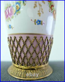 Ancien Vase En Porcelaine Décor Guirlande Floral Époque Art Nouveau