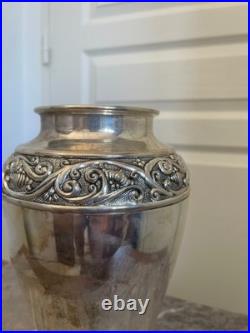 Ancien Vase Métal Argenté Art Nouveau 25 cm France Ancien Vase Métal Argenté Art Nouveau 25 cm France