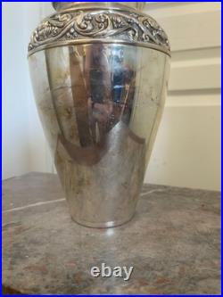 Ancien Vase Métal Argenté Art Nouveau 25 cm France Ancien Vase Métal Argenté Art Nouveau 25 cm France