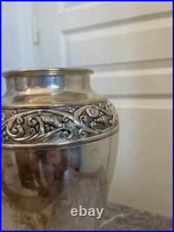 Ancien Vase Métal Argenté Art Nouveau 25 cm France Ancien Vase Métal Argenté Art Nouveau 25 cm France
