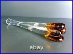 Ancien Vase Soliflore En Cristal Gravé À Décor De Fleurs Style Art Nouveau