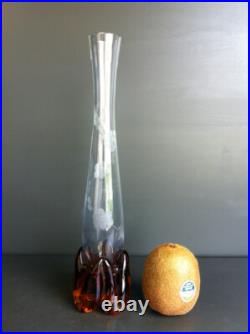 Ancien Vase Soliflore En Cristal Gravé À Décor De Fleurs Style Art Nouveau