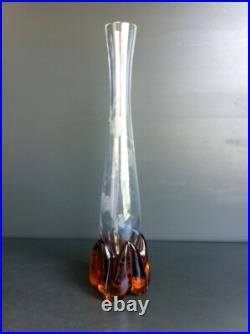 Ancien Vase Soliflore En Cristal Gravé À Décor De Fleurs Style Art Nouveau