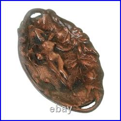 Ancien Vide Poche Baguier En Bronze Patiné A Décor Femme Nue Fleurs Art Nouveau