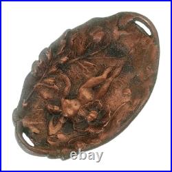 Ancien Vide Poche Baguier En Bronze Patiné A Décor Femme Nue Fleurs Art Nouveau
